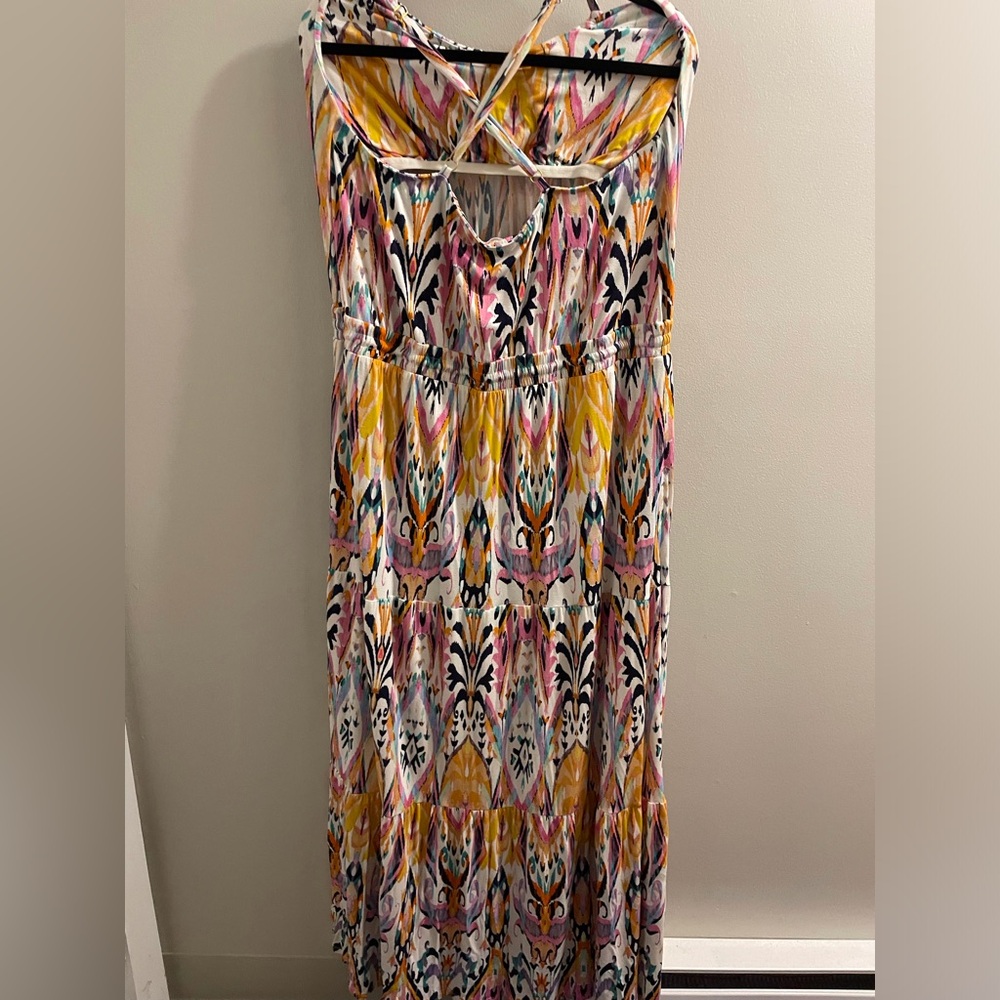 Soma White Gold Multicolored Maxi Sundress with built in bra - Picture 2 of 4